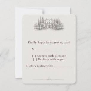 Elegante italienische Villa-Aquarell-Hochzeit RSVP Karte