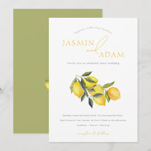 Elegante italienische Zitronen-Botanical-Hochzeit Einladung