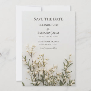 Elegante ivoriene botanische Save-the-Date-Karte Save The Date