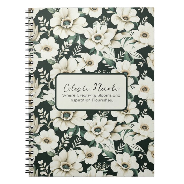 Elegante Ivory-Blume Notizblock (Vorderseite)