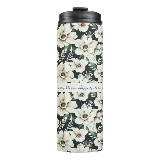 Elegante Ivory-Blume Thermosbecher (Vorderseite)