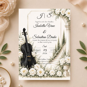 Elegante Ivory-Cello-Romanze Hochzeit Einladung