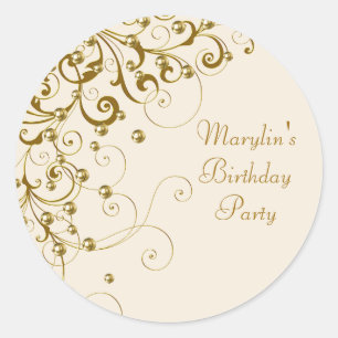 Elegante Ivory Gold Swirl Stickers