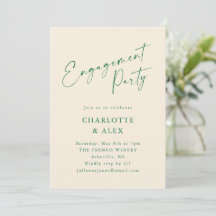 Elegante Ivory Green Calligraphy Engagement Party