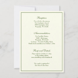 Elegante Ivory Green Wedding Reception Einladung