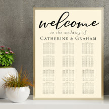 Elegante Ivory Simple Script Wedding Seating Chart