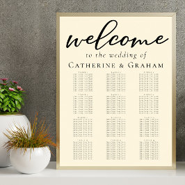 Elegante Ivory Simple Script Wedding Seating Chart Poster