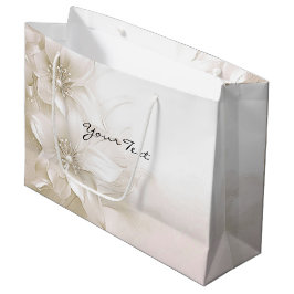 Elegante Ivory White Blume Geschenktasche Große Geschenktüte