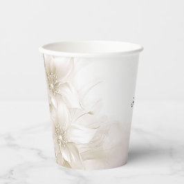 Elegante Ivory White Blume Paper Cup Pappbecher