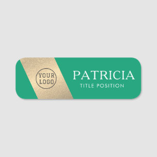 Elegante Jade Green & Luxury Glitzer Gold Ihr Logo Namensschild