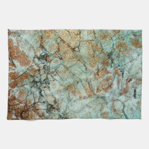 Elegante Jade und Rose Gold Glitzer Marmor Geschirrtuch