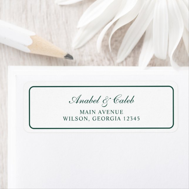 Elegante Jägergrüne Rahmen Hochzeit Rücksendeadres (Insitu)