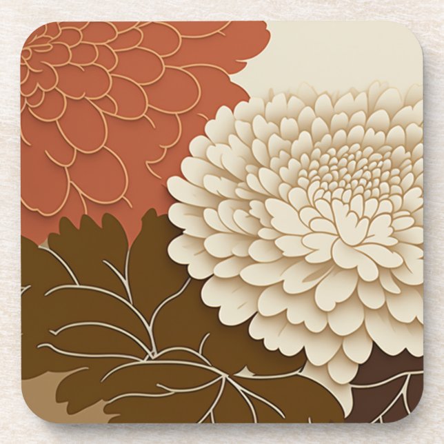 Elegante japanische Chrysanthemum Print-Untersetze Getränkeuntersetzer (Vorderseite)