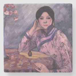 Elegante japanische Dame mit einer Parfümflasche Steinuntersetzer