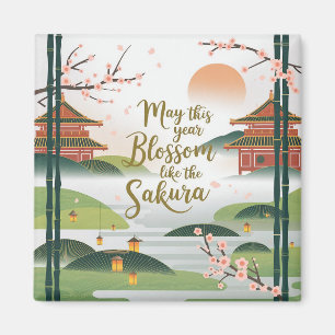 Elegante japanische Gartengestaltung - Kirschblüte Magnet