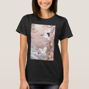 Elegante japanische Kirschblüten Cranes Traditiona T-Shirt