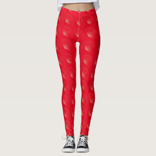 Elegante japanische Line Art Gold Fan Muster Red Leggings