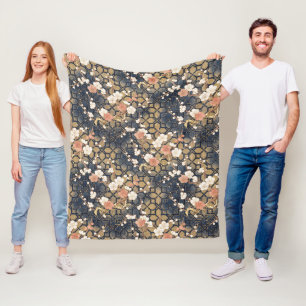 Elegante japanische Pflaumenblüte Ume und Kikko-Mu Fleecedecke