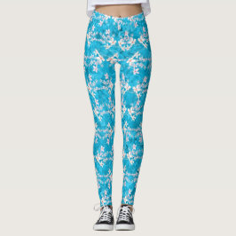 Elegante japanische Sakura-Blume auf blauem Muster Leggings