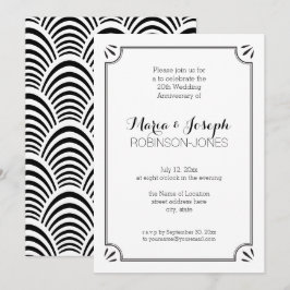 Elegante Jazz Age Black and White Wedding Annivers Einladung