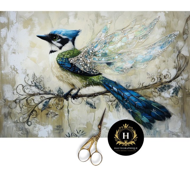 Elegante Jewel Gestricke Bird Art Decoupage Seidenpapier (Von Creator hochgeladen)