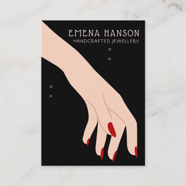 Elegante Jewelry Black Bracelet Hand Display Karte (Vorderseite)