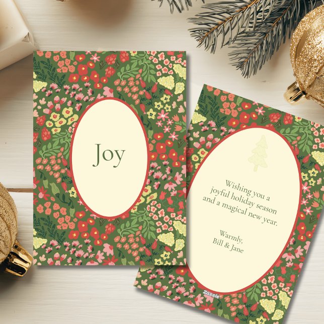 Elegante JOY Ferienwohnung Karte – Individuelle Na (Elegant Floral Holiday Flat Card with Personalization)