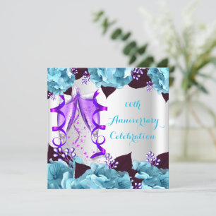 Elegante Jubiläumsfeier Türkis Blau Lila 2 Einladung