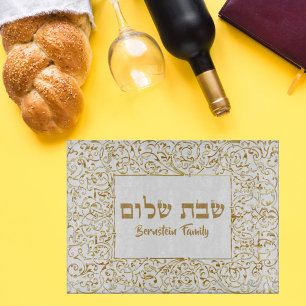 Elegante jüdische Shabbat Challah aus Weiß und Gol Schneidebrett
