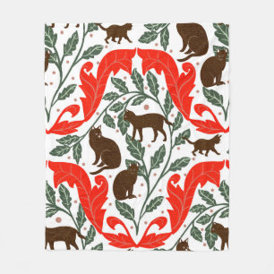 Elegante Jugendstil Blue Black Cat-Whimsical Fleecedecke