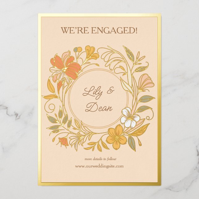 Elegante Jugendstil Frische Pasta machen Folieneinladung (Vorderseite)