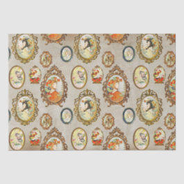 Elegante Jugendstil-Girls Verzierte Rahmen Kraft Seidenpapier