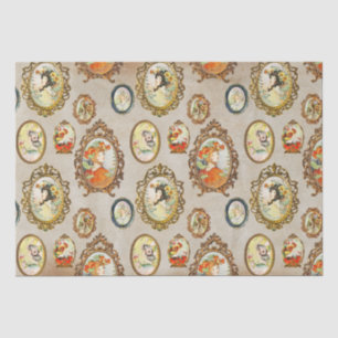 Elegante Jugendstil-Girls Verzierte Rahmen Kraft Seidenpapier