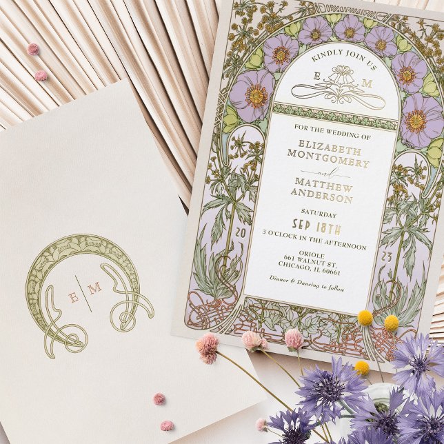 Elegante Jugendstil-Hochzeit Einladung Goldene Fri (Von Creator hochgeladen)