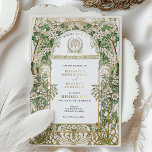 Elegante Jugendstil-Hochzeit Einladung Goldene Fri<br><div class="desc">Mit dieser exquisiten Art Nouveau Hochzeitseinladung laden wir Sie ein, Ihren besonderen Tag zu feiern. Mit einem aufwändigen Blumendesign mit eleganten Goldfolienakzenten wird diese Einladung durch die zeitlose Schönheit der Jugendstil-Kunst inspiriert. Die Vorderseite der Karte zeigt detaillierte botanische Illustrationen in den Tönen Grün, Elfenbein und Gold und schafft so einen...</div>