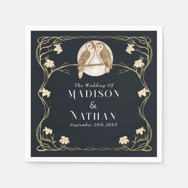 Elegante Jugendstil-Hochzeiten Serviette (Vorderseite)