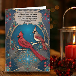 Elegante Jugendstil-Kardinäle Christlich Weihnacht Karte