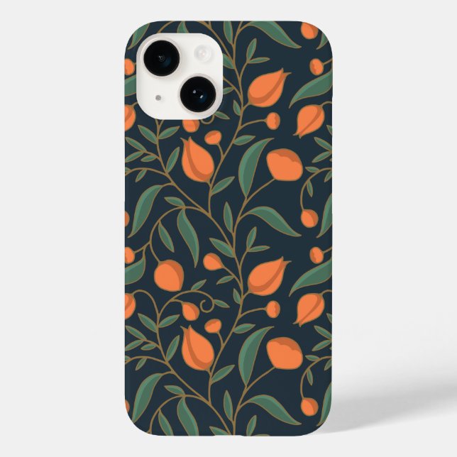 Elegante Jugendstil Orange Hand Drawn Case-Mate iPhone Hülle (Rückseite)