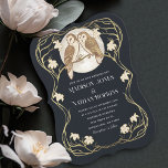 Elegante Jugendstil-Öwen Hochzeit Einladung<br><div class="desc">Elegantes und modernes Jugendstil-Hochzeitsdesign mit Heuschrecken. Die Folie auf diesem Artikel ist KEINE echte Folie. Matching Items in unserem Shop für ein komplettes Party Thema.</div>