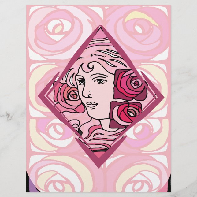 Elegante Jugendstil-Rose (Vorderseite)
