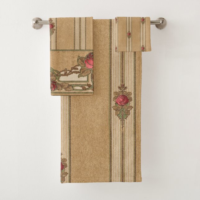 Elegante Jugendstil-Rose Badhandtuch Set (Insitu)