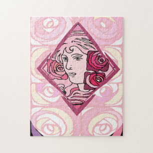 Elegante Jugendstil-Rose Puzzle