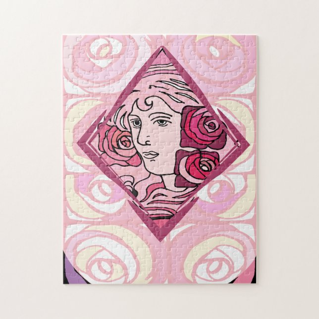 Elegante Jugendstil-Rose Puzzle (Vertikal)