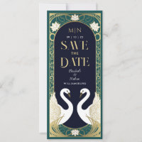Elegante Jugendstil-Schwäne Save the Date