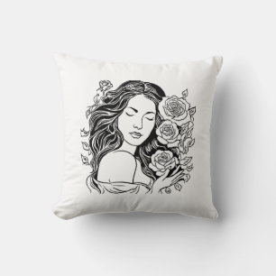 Elegante junge Dame Rose Kissen