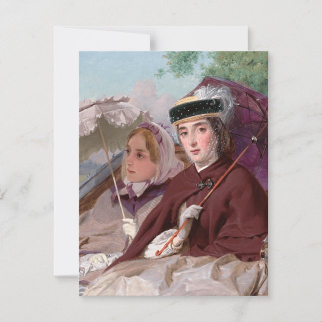 Elegante junge Ladys, die in einer Beförderung rei Karte (Vorderseite)