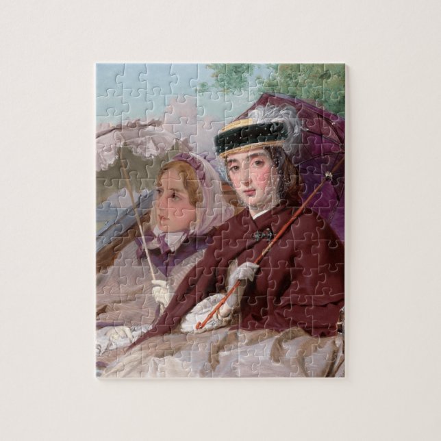 Elegante junge Ladys, die in einer Beförderung rei Puzzle (Vertikal)