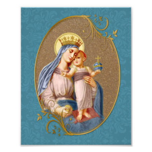 Elegante Jungfrau Maria Baby Jesus religiös kathol Fotodruck