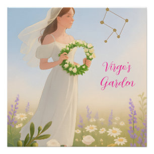 Elegante Jungfrau-Sterne-Zeichen Astrologie Glossy Poster