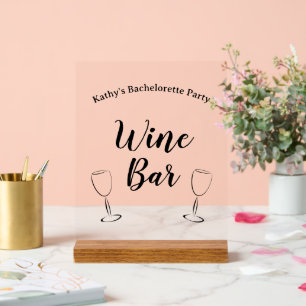 Elegante Junggesellinnenabschied Weinbar Acrylschild